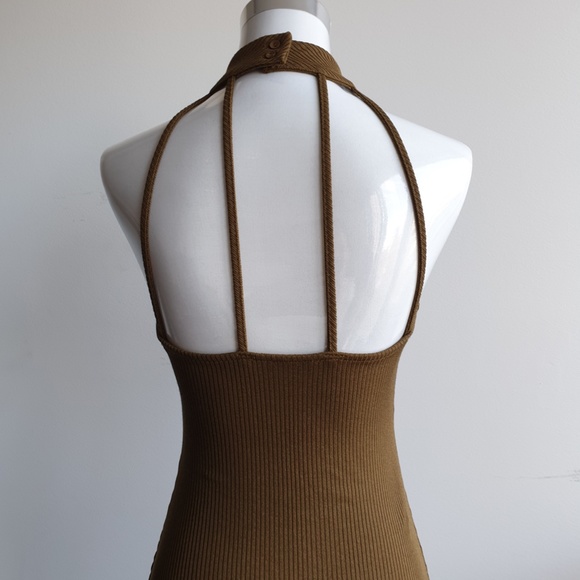 Topshop khaki green halter dress, US size 4 - Picture 3 of 5